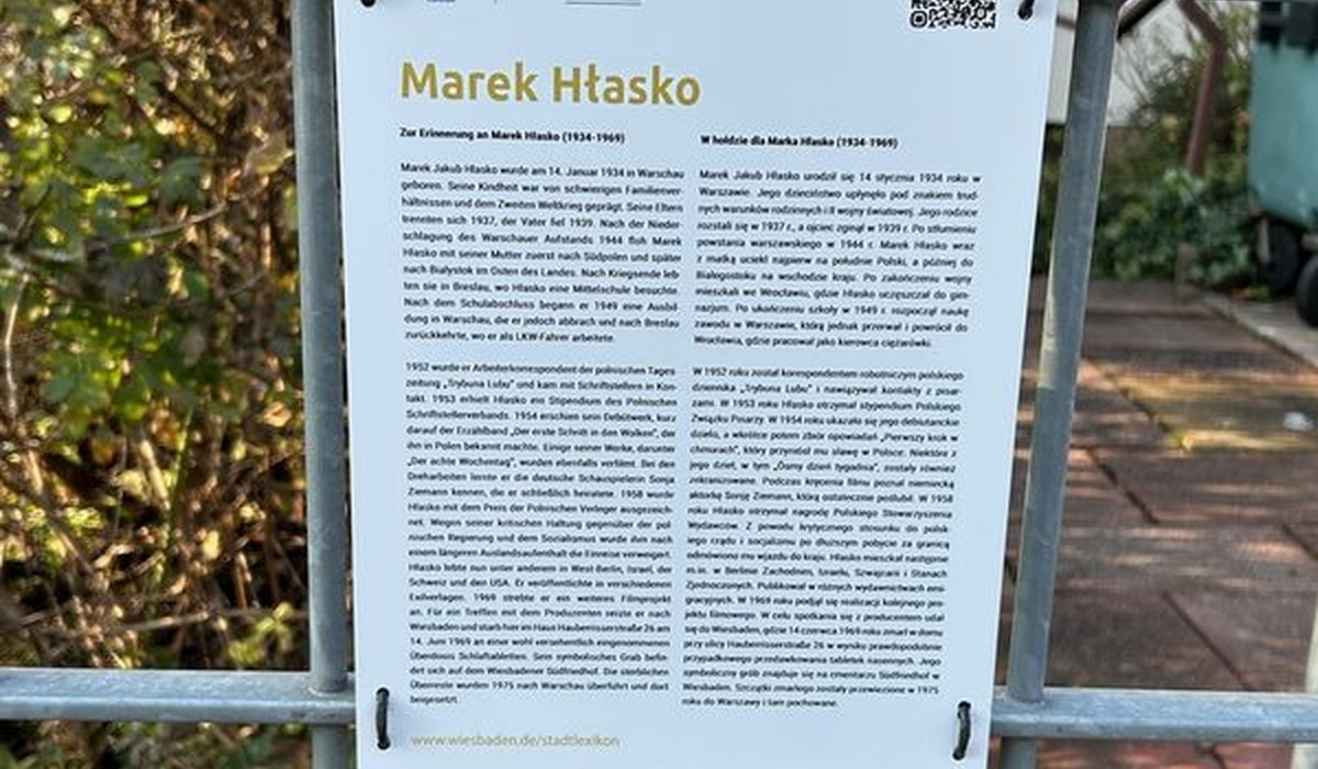 Wiesbaden erinnert mit Gedenktafel an den Schriftsteller Marek Hłasko